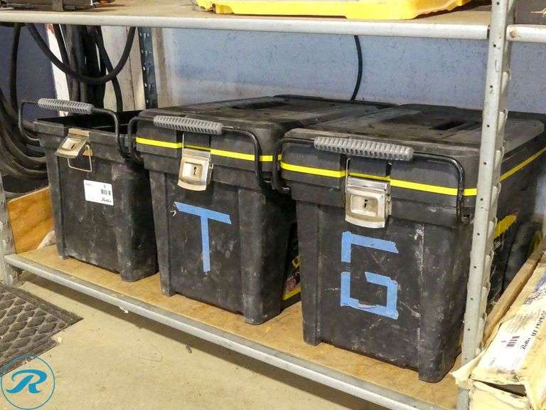 (3) Stanley Mobile Tool Chests (1-Missing Lid)