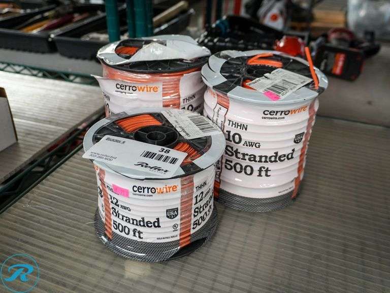 (3) Rolls of Cerrowire 10 and 12AWG Stranded Wire, 500'