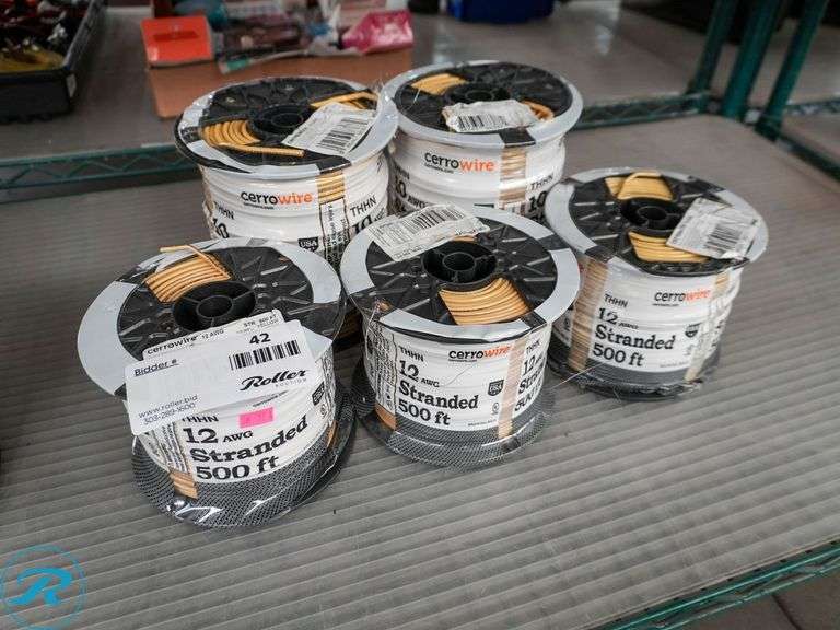 (5) Rolls of Cerrowire 10 and 12AWG Stranded Wire, 500'
