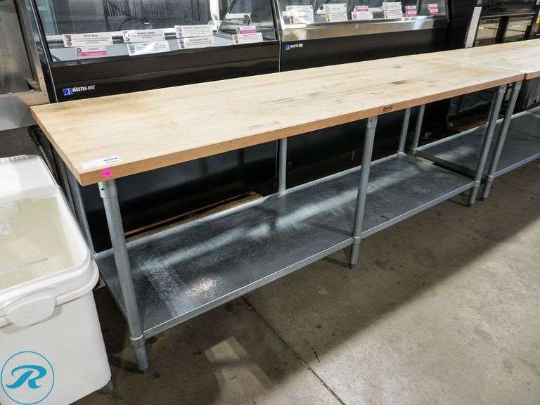John Boos Butcher Block Table With Lower Shelf, 96" x 30"