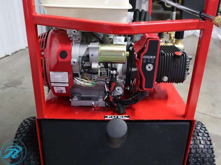 New Magnum 4000 Gold Hot Water Pressure Washer, Gas Engine, Diesel Burner, With Hose And Wand, S/N: 244969 - Roller Auctions