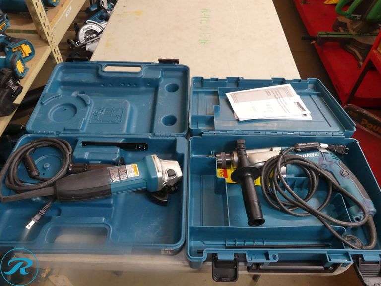 Makita GA4030K Angle Grinder and HP2050 Drill