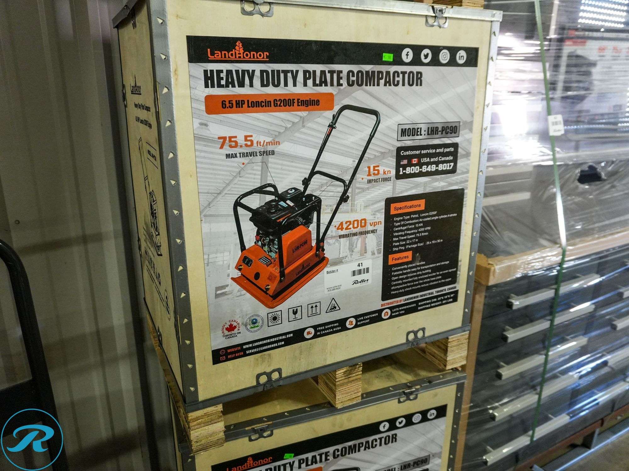 New Land Honor LHR-PC90 Plate Compactor, Gas - Roller Auctions