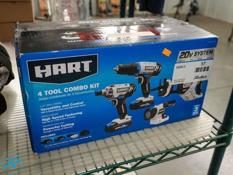 Hart 4-Tool Combo Set With Batteries and Charger - Roller Auctions