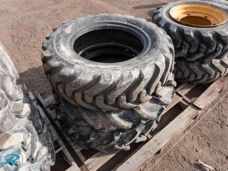 Assorted Used Backhoe Tires Consisting Of: (1) 16.9-28, (3) 12.5-80-18 ...