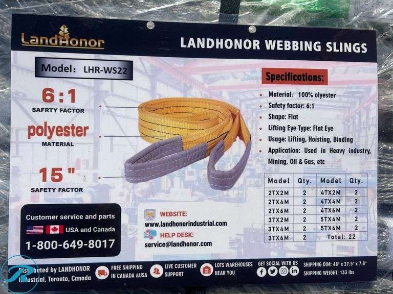 Pallet Of New Land Honor Webbing Slings, (22) Total Units - Roller Auctions