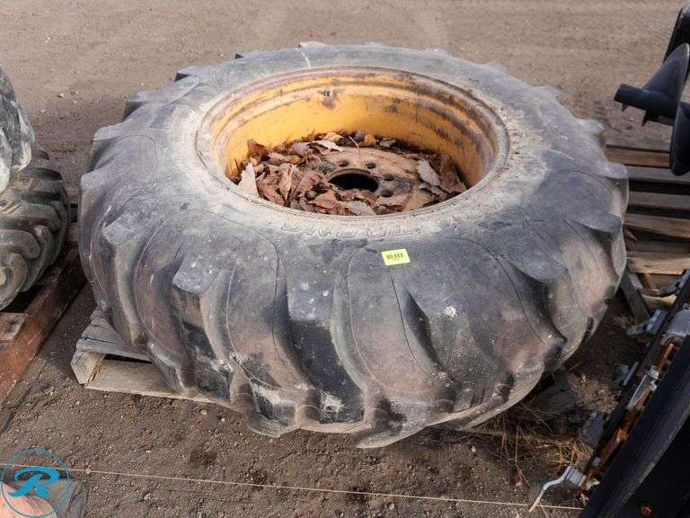 Assorted Used Backhoe Tires Consisting Of: (1) 16.9-28, (3) 12.5-80-18 ...