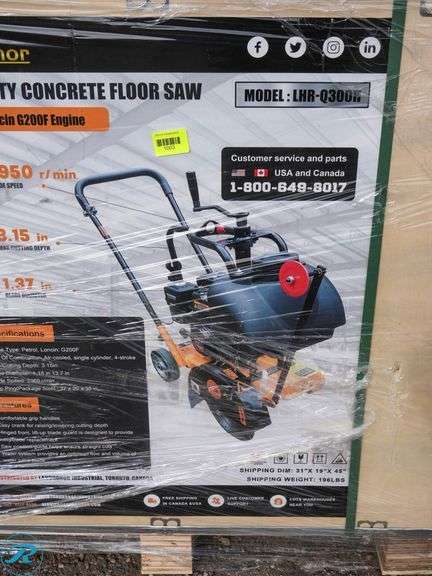 New Land Honor Heavy Duty Concrete Floor Saw, 6.5 HP Gas Engine, MOD: LHR-Q300H - Roller Auctions