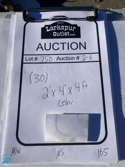 (30) Cedar 2" x 4" x 4ft - Roller Auctions