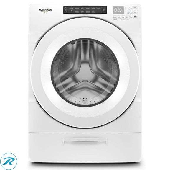 New out of box- Whirlpool Load and Go 4.5-cu ft High Efficiency Stackable Steam Cycle Front-Load Washer (White) ENERGY STAR - Roller Auctions