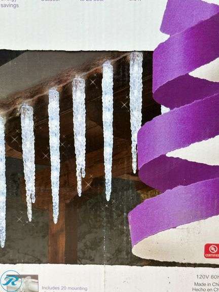 GE: Twinkling Ice Crystal Icicle Set, 20-count- New - Roller Auctions