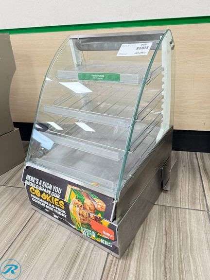 Countertop Glass and Metal Display Case with Tiered Shelves