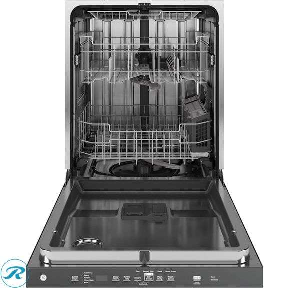 (1) New out of Box - GE 24-in Top Control Built-in Dishwasher With Third Rack ( Black ) ENERGY STAR, 45-Decibel Very Quiet Sound Level