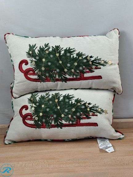 (2) Holiday Decor Pillow- New; Holiday Plush, Snowman- New; 12- Piece 4.5" Bear & Animal Plush Ornament- New/ Missing 1 Plush - Roller Auctions