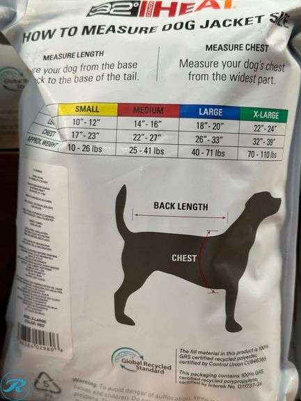 (5) 32 Degrees Heat: Dog Jacket, Red Flannel, XL- Like New - Roller Auctions