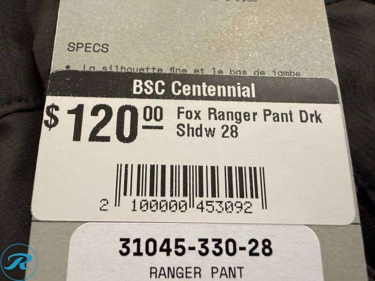 Fox Ranger Men’s Pants, Size 28 - Roller Auctions