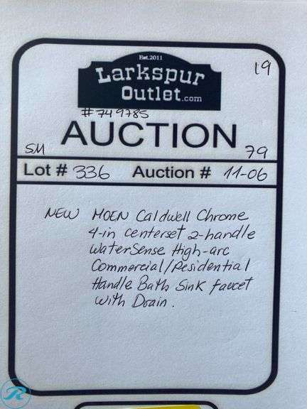 (1) Moen Caldwell Chrome 4-in centerset 2-handle WaterSense High-arc Commercial/Residential Handle Bathroom Sink Faucet with Drain - Roller Auctions