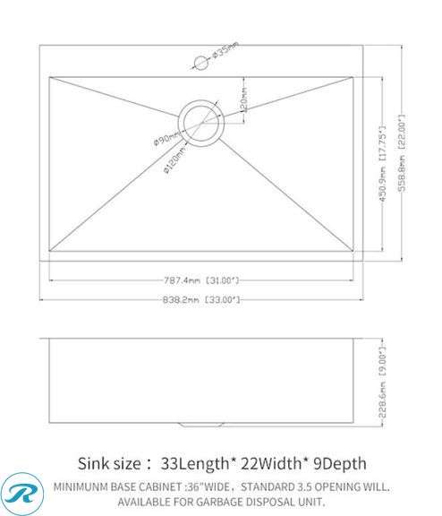 (1) New LIVIZA SS Drop-in 33-in x 22-in Stainless steel Single bowl 16 -Gauge Kitchen Sink - Roller Auctions