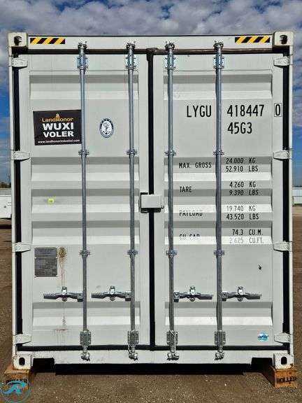New 2025 40' Steel Storage Container, High Cube, 9'6" High x 8' Wide, (2) Double Door Side Openings - Roller Auctions