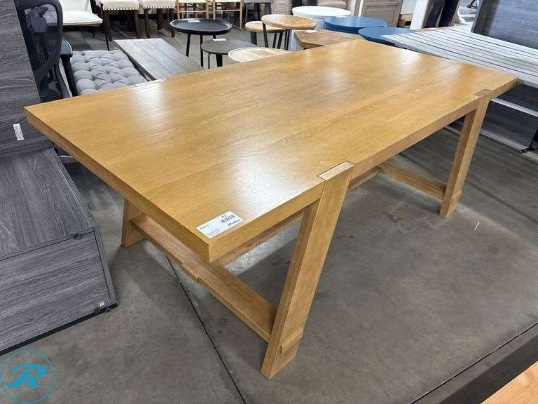 Wood Dining Table with Trestle Base, 84 in. x 40 in. x 30 in. - Roller Auctions