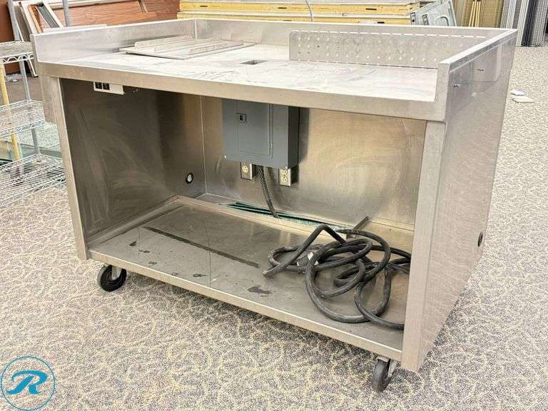 Stainless Steel Rolling Utility Table with Outlet Box and Cords, 57in x ...
