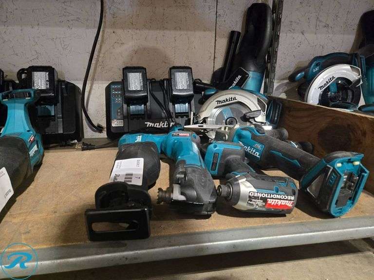 (7) Makita 18V Tools With (2) Batteries and Charger