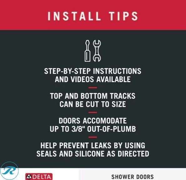 (1) New Delta Kesara Matte Black 53-in to 60-in W x 72.99-in H Frameless Clear Glass Sliding Soft Close Shower door - Roller Auctions