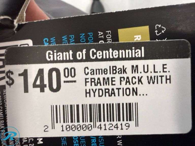 CamelBak M.U.L.E. 12L Handlebar and Frame Pack with 2L Quick Stow Hydration Reservoir - Roller Auctions