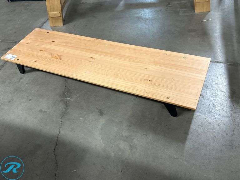 Wood Platform with Black Metal Legs, 60 in. x 18 in. x 6 in.