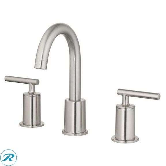 (1) New- Project Source Larton Brushed Nickel Widespread 2-handle WaterSense High-arc Residential Handle Bathroom Sink Faucet with Drain