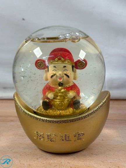 Wealth And Fortune Water Globe- Like New; Kirkland Signature: Double Sided Holiday Gift Wrap- New; Day of the Dead LED Nightlights, Set of 3- New - Roller Auctions