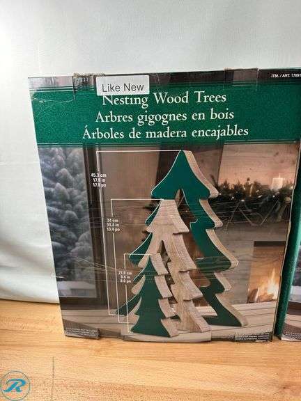 (2) Decorative Wooden Nesting Trees Assortment - (1) New (1) Like New - Roller Auctions