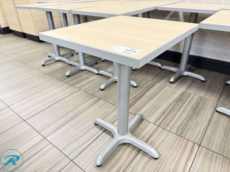 (9) Plymold Dining Tables with Laminate Tops and Metal Bases, 24in x 20in