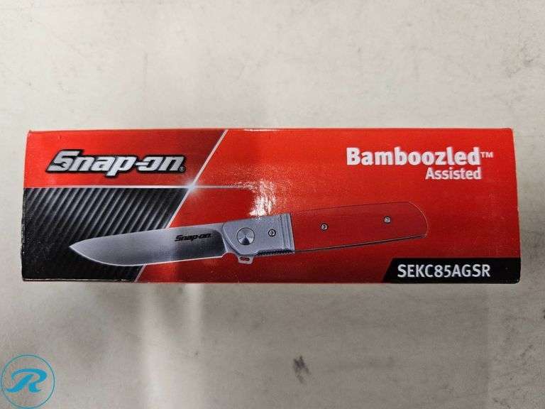 (2) Snap-on Bamboozled Assisted Knife SEKC85AGSR, D2 Blade Steel, G10 Handle - Roller Auctions