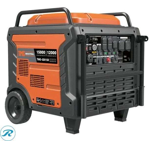 New TMG Industrial TMG-GDI150 Portable Generator, Gasoline, 15,000 Starting Watt, 12,000 Running Watt, 120/240V