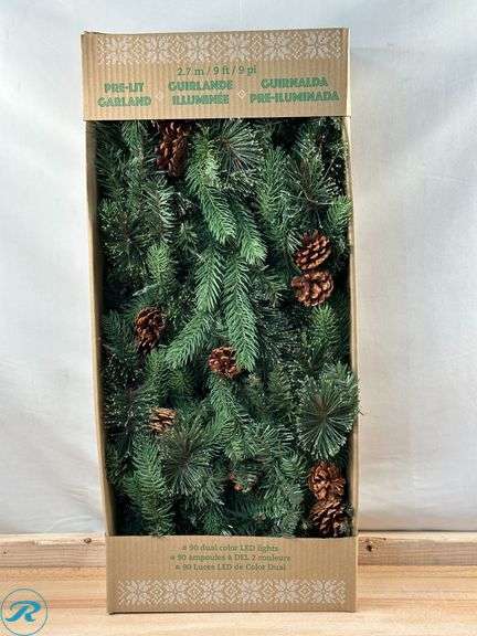 9’ Pre-Lit LED Greenery Garland- New - Roller Auctions