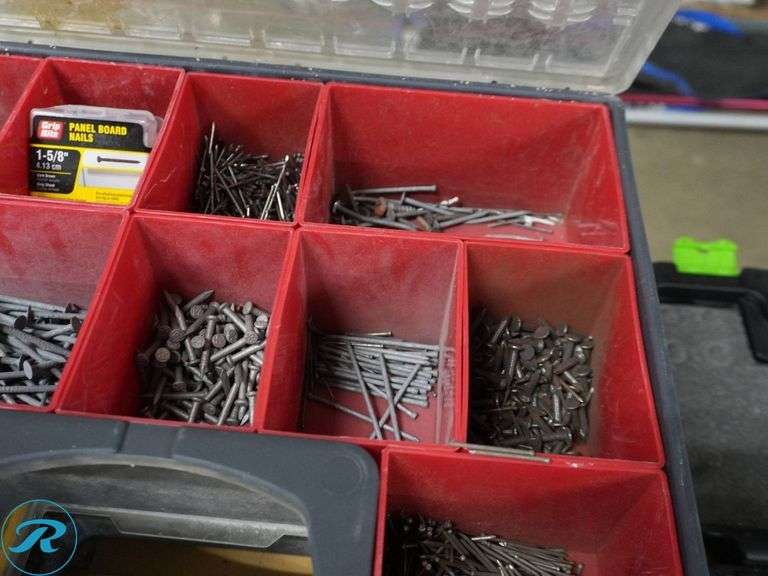 (2) Plastic Storage Cases With Assorted Nails, Screws, and Fasteners ...