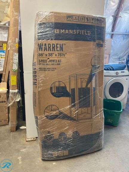 (1) MAAX Surry 38-in W x 38-in L x 77-in H Neo-angle Corner shower kit ( Center Drain) Base, Wall, Door Chrome Hardware Included (Box has damage- PRODUCT in perfect condition) - Roller Auctions