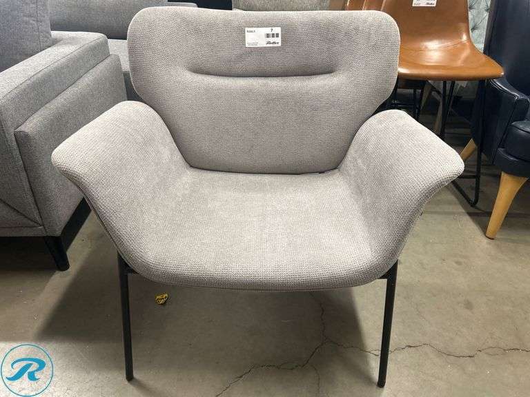 Single Gray Upholstered Armchair with Metal Legs - Roller Auctions