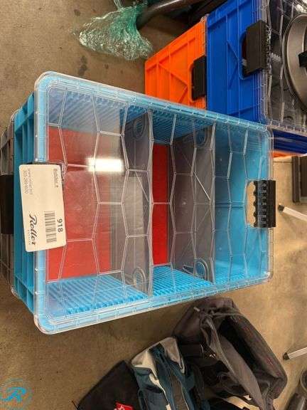 Stackable Plastic Storage Bins with Transparent Lids and Dividers - Roller Auctions