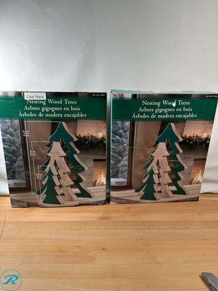 (2) Decorative Wooden Nesting Trees Assortment - (1) New (1) Like New - Roller Auctions