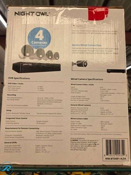(2) Night Owl 4K UHD Wired Security Systems with 4 Cameras Each - Roller Auctions