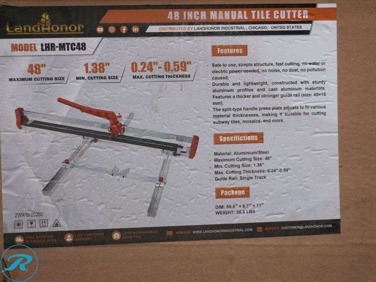 New Land Honor LHR-MTC48 48" Manual Tile Cutter - Roller Auctions