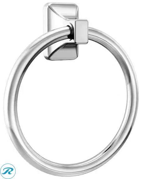 (3) (1) New Project Source Chrome 4-in centerset 2-handle WaterSense High-arc Residential Handle Bathroom Sink Faucet with Drain with Deck Plate (1) New Moen Adler 24-in Chrome Wall mount Single Towel Bar (1) New Moen Contemporary Towel Ring in Chrome - Roller Auctions