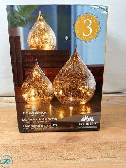 LED Glass Raindrops, set of 3 - New