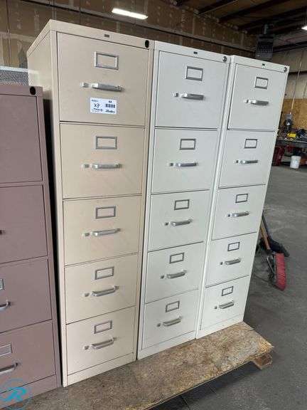 (3) HON 5-Drawer Metal Filing Cabinets