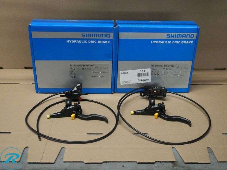 Shimano BL-M4100/BR-MT420 and BL-M4100/BR-MT410 Hydraulic Disc Brake Kits with Levers and Calipers - Roller Auctions