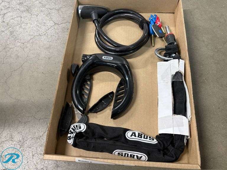 ABUS Bike Lock Set with Chain, Cable, and Keys - Roller Auctions