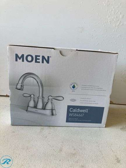 (1) Moen Caldwell Chrome 4-in centerset 2-handle WaterSense High-arc Commercial/Residential Handle Bathroom Sink Faucet with Drain - Roller Auctions