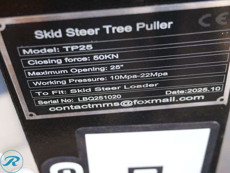 New Giyi GY-TP25 Hydraulic Tree Puller Attachment to Fit Skid Steer Loader - Roller Auctions